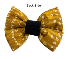 Load image into Gallery viewer, Bow Tie for Dogs: Bandhani Festive Bow for Pets (Mustard)