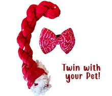 Load image into Gallery viewer, Twinning Outfit for Dog and Mom: Matching Dog Bow Tie and Bandhani Dupatta (Red)