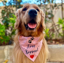 Load image into Gallery viewer, Dog Bandana: Free Kisses Bandana for Valentine&#39;s Day (Pink)