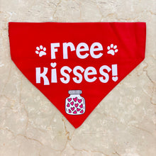 Load image into Gallery viewer, Dog Bandana: Free Kisses Bandana for Dogs (Red)
