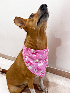 Cute Summer Dogs Scarf (Pink) - Free Size/ Wrap Around Dog Bandana