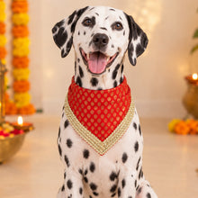 Load image into Gallery viewer, For The Fur Kids Traditional Dog Bandana with Lace for Diwali, Weddings and Special Occasions