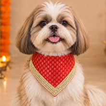 Load image into Gallery viewer, For The Fur Kids Traditional Dog Bandana with Lace for Diwali, Weddings and Special Occasions