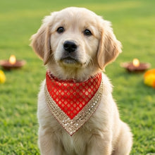 Load image into Gallery viewer, For The Fur Kids Traditional Dog Bandana with Lace for Diwali, Weddings and Special Occasions