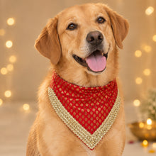 Load image into Gallery viewer, For The Fur Kids Traditional Dog Bandana with Lace for Diwali, Weddings and Special Occasions