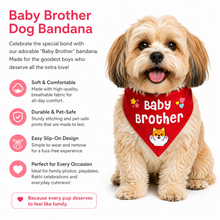 Load image into Gallery viewer, Baby Brother Dog Bandana for Rakhi, Baby Shower and Gifting (Red)