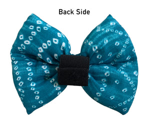 Bow Tie for Dogs: Bandhani Festive Bow for Pets (Blue)