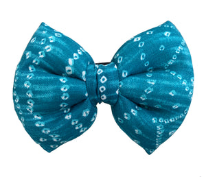 Bow Tie for Dogs: Bandhani Festive Bow for Pets (Blue)