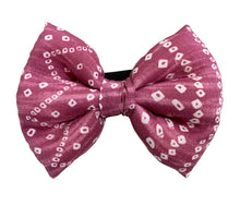 Load image into Gallery viewer, Bow Tie for Dogs: Bandhani Festive Bow for Pets (Mauve)