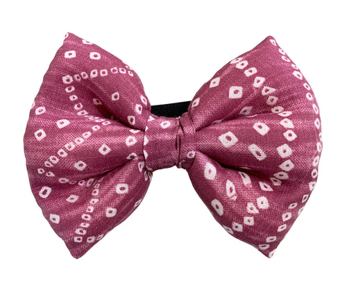 Bow Tie for Dogs: Bandhani Festive Bow for Pets (Mauve)