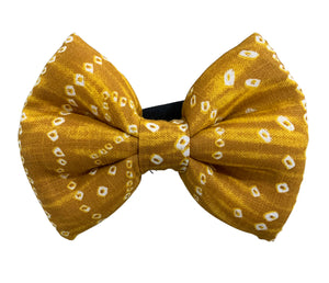Bow Tie for Dogs: Bandhani Festive Bow for Pets (Mustard)