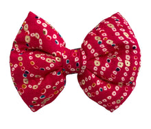 Load image into Gallery viewer, Bow Tie for Dogs: Bandhani Festive Bow for Pets (Red)