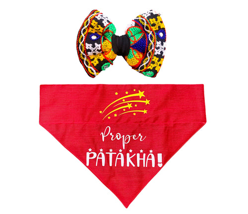 Bow Bandana Set for Dogs and Cats: Diwali Gift for Pets