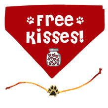 Load image into Gallery viewer, Dog Rakhi Combo: Quirky Free Kisses Bandana and Rakhi