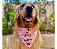 Load image into Gallery viewer, Dog Bandana: Free Kisses Bandana for Valentine&#39;s Day (Pink)