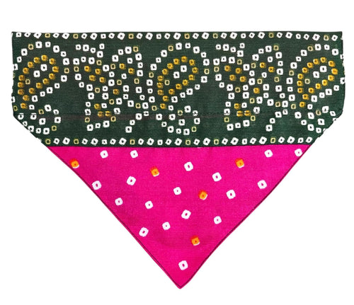 For The Fur Kids Traditional Dog Bandana for Rakhi, Navratri and Diwali (Pink)