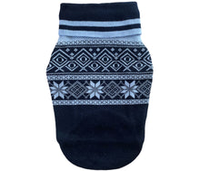 Load image into Gallery viewer, For The Fur Kids Snowflakes Blue Dog Sweater