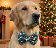 Load image into Gallery viewer, Holly Jolly Green Dog Bow for Christmas