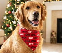 Load image into Gallery viewer, Christmas Dog Bandana: Ho Ho Ho Red Bandana for Pets