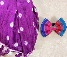 Load image into Gallery viewer, Holi Outfit for Dog and Mom: Matching Dog Bow Tie and Bandhani Dupatta (Purple)