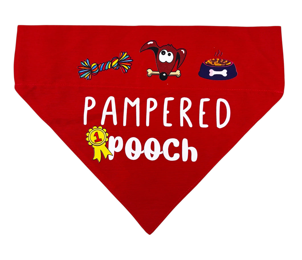 Dog Bandana: Pampered Pooch Bandana for Dogs (Red)