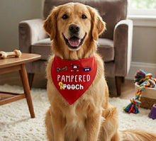 Load image into Gallery viewer, Dog Bandana: Pampered Pooch Bandana for Dogs (Red)