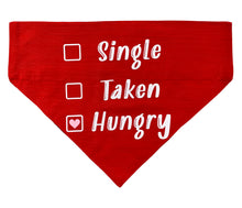 Load image into Gallery viewer, Dog Bandana: Single Taken Hungry Quirky Bandana for Dogs (Red)