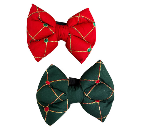 Traditional Dog Bow Tie with Embroidery Jaal: Pet Bow for Navratri, Diwali and Weddings