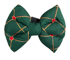 Traditional Dog Bow Tie with Embroidery Jaal: Pet Bow for Navratri, Diwali and Weddings