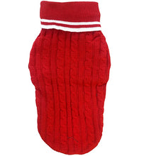 Load image into Gallery viewer, Red Cable Knit Dog Sweater - For Small and Medium Dog Breeds