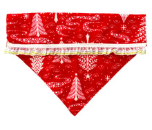 Load image into Gallery viewer, Flannel Dog Bandana: Christmas Tree Dog Bandana with Lace
