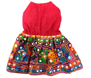 Traditional Dog Dress with Mirror Work For Navratri/Diwali