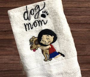 Dog Mom Embroidered Towel