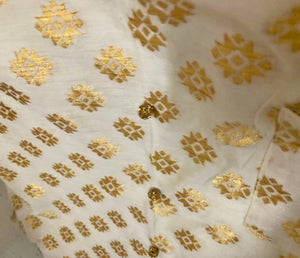 Dog Sherwani Wedding Outfit (Off White and Gold)