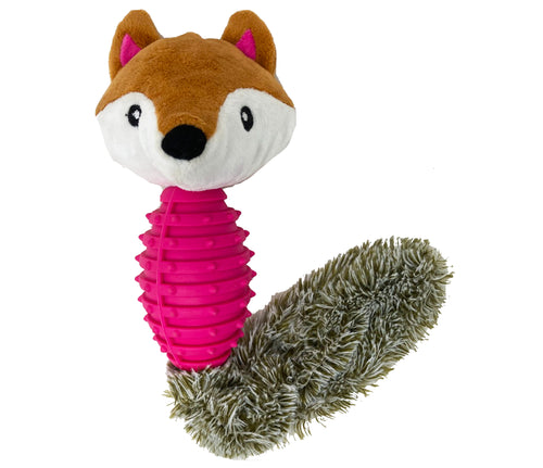 For The Fur Kids Foxy Plush Squeaky Dog Toy (Pink)