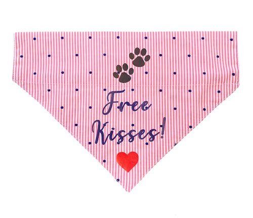 Dog Bandana: Free Kisses Bandana for Dogs (Pink)