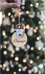 Hand-painted Christmas Ornaments: Personalised Reindeer Ornaments