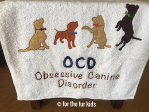 Embroidered Hand Towels: Obsessive Canine Disorder