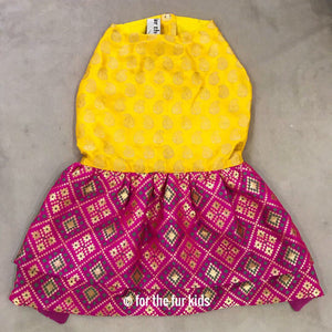 Dog Clothes: Indian Wear Anarkali Dress for Dogs (Yellow and Red)
