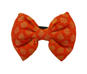 Bow Tie for Pets: Indian Wear Dog Bow Tie for Weddings and Festivals (Orange)
