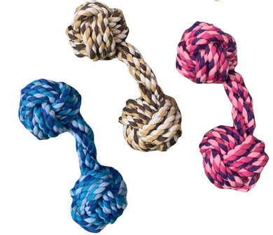 For The Fur Kids Rope Toy Dumbell for Dogs (Assorted Colours)