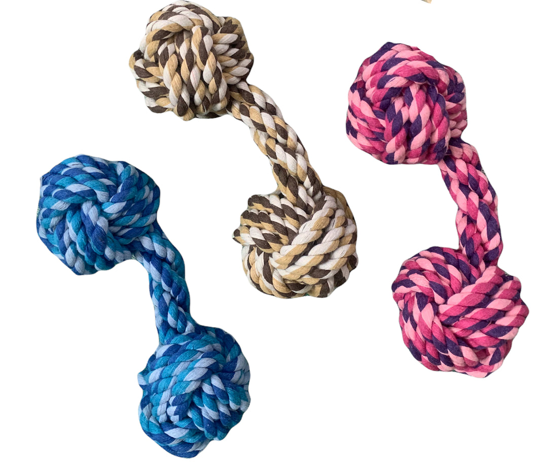 For The Fur Kids Rope Toy Dumbell for Dogs (Assorted Colours)