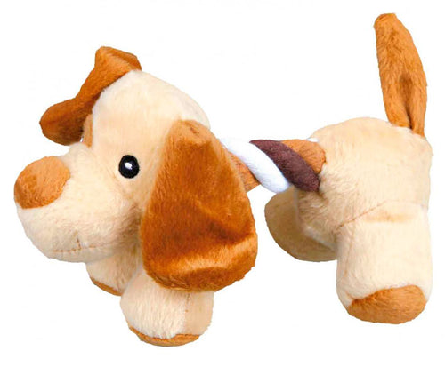 Trixie Plush Animal with Rope Toy: Squeaky Dog Toy (Dog)
