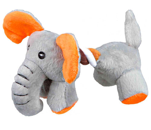 Trixie Plush Animal with Rope Toy: Squeaky Dog Toy (Elephant)