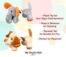 Load image into Gallery viewer, Trixie Plush Animal with Rope Toy: Squeaky Dog Toy (Elephant)