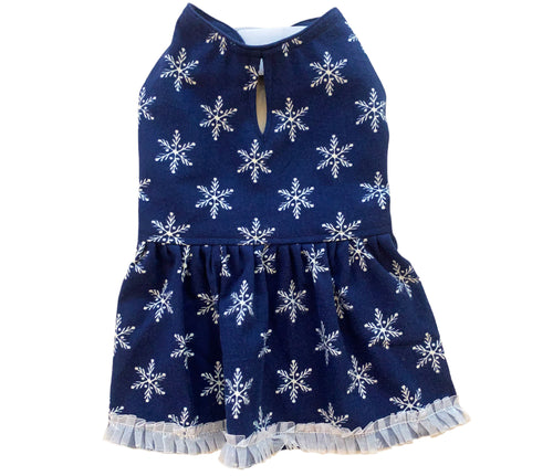 Dog Dress for Small Dogs: Flannel Snowflake Frock for Shihtzu, Lhasa Apso